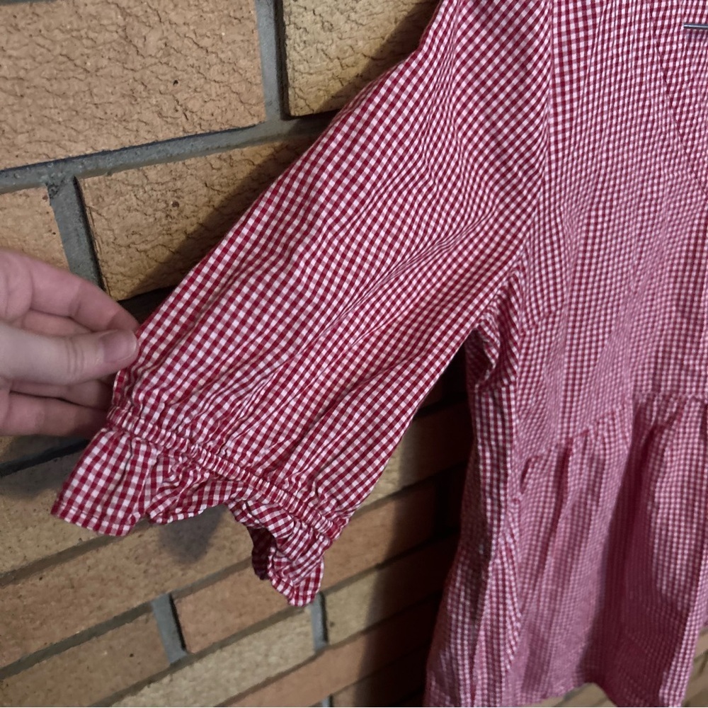 Maeve Anthropologie Gingham Tunic Top Red & White Blouse Oversized Size Small - Picture 7 of 8